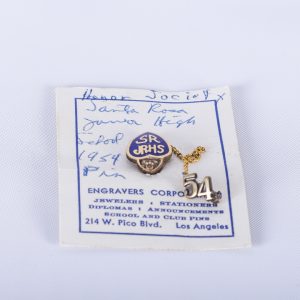 Vintage 1954 Santa Rosa Junior High School Honor Society Dangler Pin on Card CA