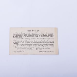 Chicago Tau Beta Pi Fraternity Dance Invitation Postcard 1912