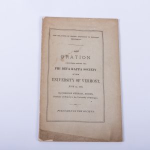 Oration Phi Beta Kappa Society University of Vermont 1876 Charles Kendall Adams